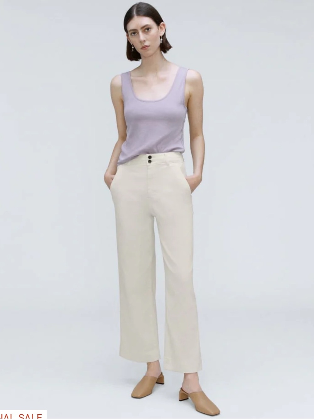 Everlane The Organic Wide-Leg 2.0 Crop Pant Bone Size 8